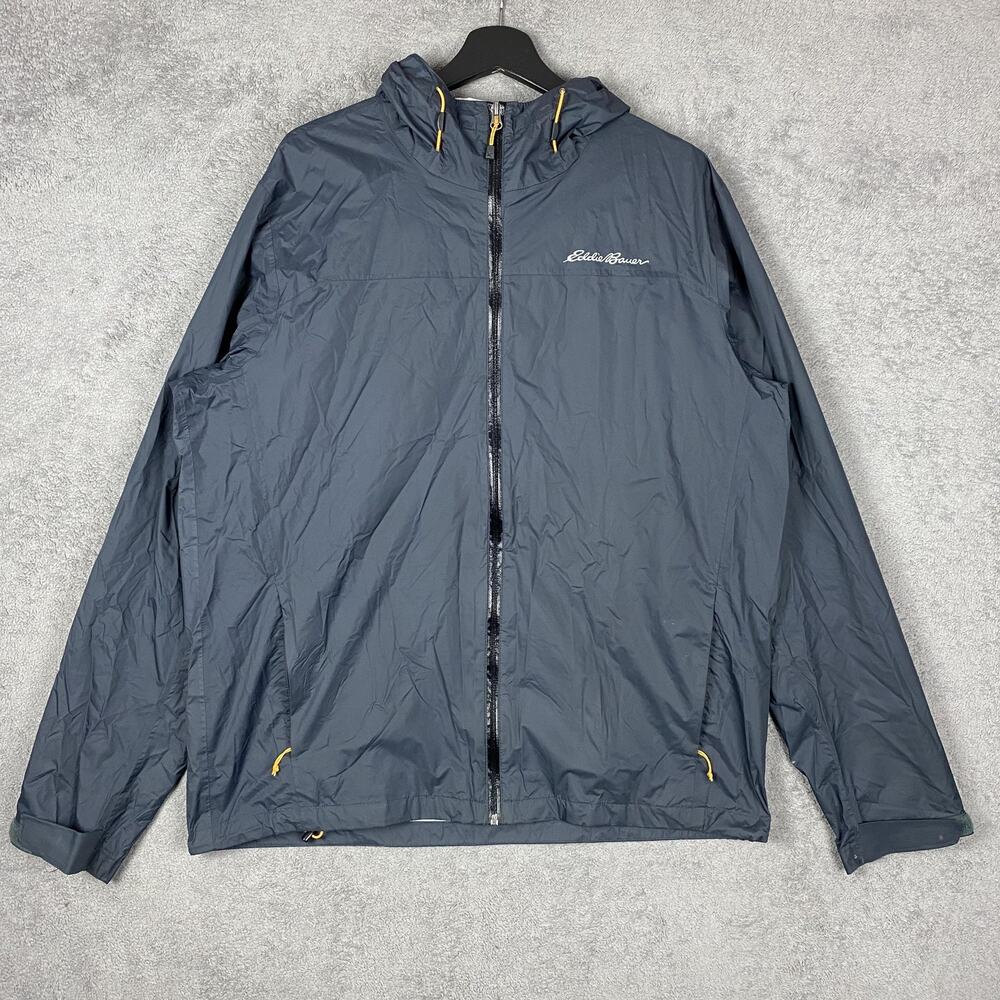 Eddie Bauer Jacket Mens Large Gray WeatherEdge Hooded Waterproof Full Zip Hiking